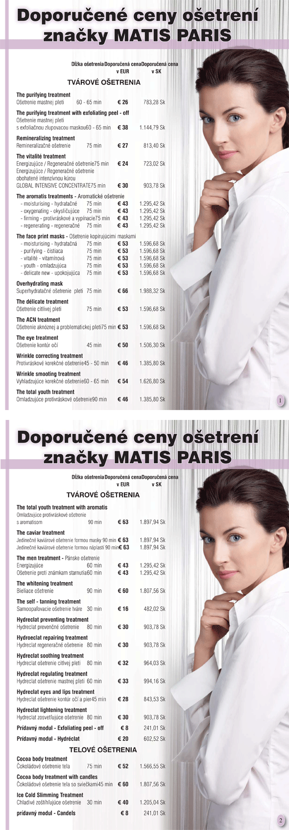 FAnn BEAUTY - ceny ošetrení značky MATIS PARIS