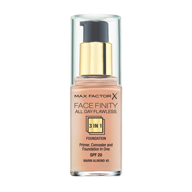 Max Factor Facefinity All Day Flawless 3in1 make-up 30 ml, 45 Warm Almond