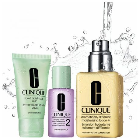 Clinique 3-Step Skin Care System starostlivosť o pleť 1 ks, typ pleti 2 Liquid Fac.Soap 30 ml + Claryf.Lot.2 30 ml + DDMC 125 ml