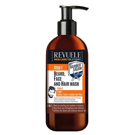 Revuele Barber Salon starostlivosť o pleť 300 ml, 3in1 - Beard, Face and Hair Wash