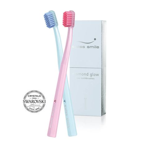 Swiss Smile Toothbrush Set kazeta, Diamond Glow 2x Toothbrush with Swarowski elements